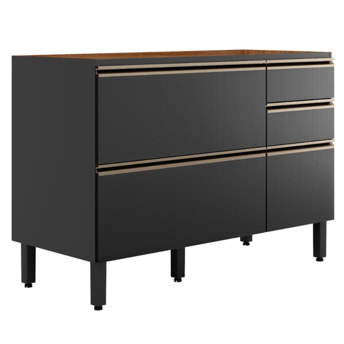 Balcao Para Pia 4G 1P 120 cm MDF Proenca Nogueira Carbono Prime Demartez