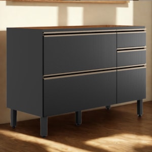 Balcao Para Pia 4G 1P 120 cm MDF Proenca Nogueira Carbono Prime Demartez