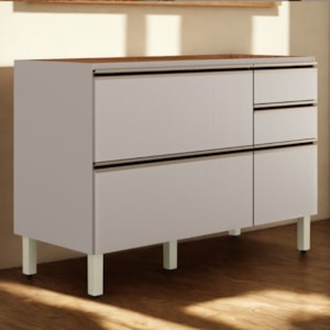 Balcao Para Pia 4G 1P 120 cm MDF Proenca Nogueira Nude Prime Demartez