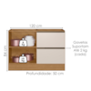 Balcao Para Pia Deslocada Sem Tampo 120 cm 1 Porta 3 Gavetas Etna Carvalho Oak Off White POLIMAN