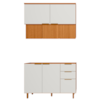 Balcao Para Pia E Armario Aereo 120 cm MDF Bari Freijo Off Acetinado POLIMAN
