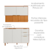 Balcao Para Pia E Armario Aereo 120 cm MDF Bari Freijo Off Acetinado POLIMAN