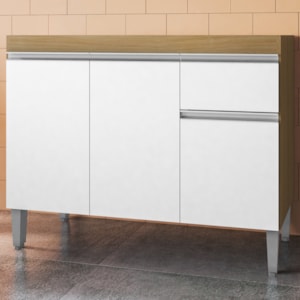 Balcao Para Pia Sem Tampo 118 cm Tatiane Amendoa Branco REAJL Moveis