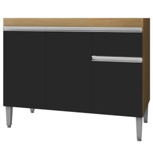 Balcao Para Pia Sem Tampo 118 cm Tatiane Amendoa Preto REAJL Moveis