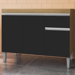 Balcao Para Pia Sem Tampo 118 cm Tatiane Amendoa Preto REAJL Moveis