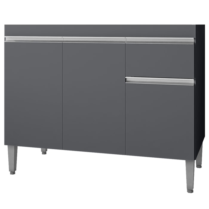 Balcao Para Pia Sem Tampo 118 cm Tatiane Cinza REAJL Móveis