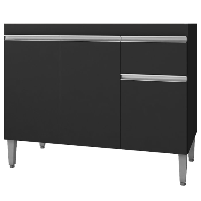 Balcao Para Pia Sem Tampo 118 cm Tatiane Preto REAJL Moveis