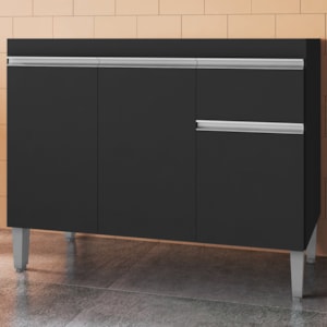 Balcao Para Pia Sem Tampo 118 cm Tatiane Preto REAJL Moveis