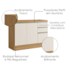 Balcao Para Pia Sem Tampo 120 cm 3 Portas 2 Gavetas Etna Carvalho Oak Off White POLIMAN