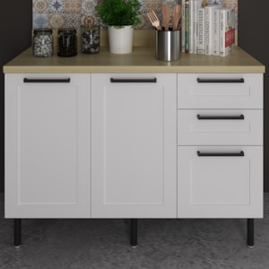 Balcao Para Pia Sem Tampo 120 cm MDF 2P 3G CZ3300 Branco Tecno Mobili