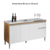 Balcao Para Pia Sem Tampo 145 cm Tatiane Amendoa Branco REAJL Moveis