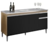 Balcao Para Pia Sem Tampo 145 cm Tatiane Amendoa Preto REAJL Moveis