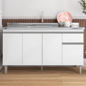 Balcao Para Pia Sem Tampo 145 cm Tatiane Branco REAJL Moveis