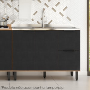 Balcao Para Pia Sem Tampo MDF 120 cm Tosc BT003 Freijo Nero MXM