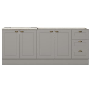 Balcao Pia 120 cm Balcao Cooktop 80 cm Americana Cinza Calcare Henn