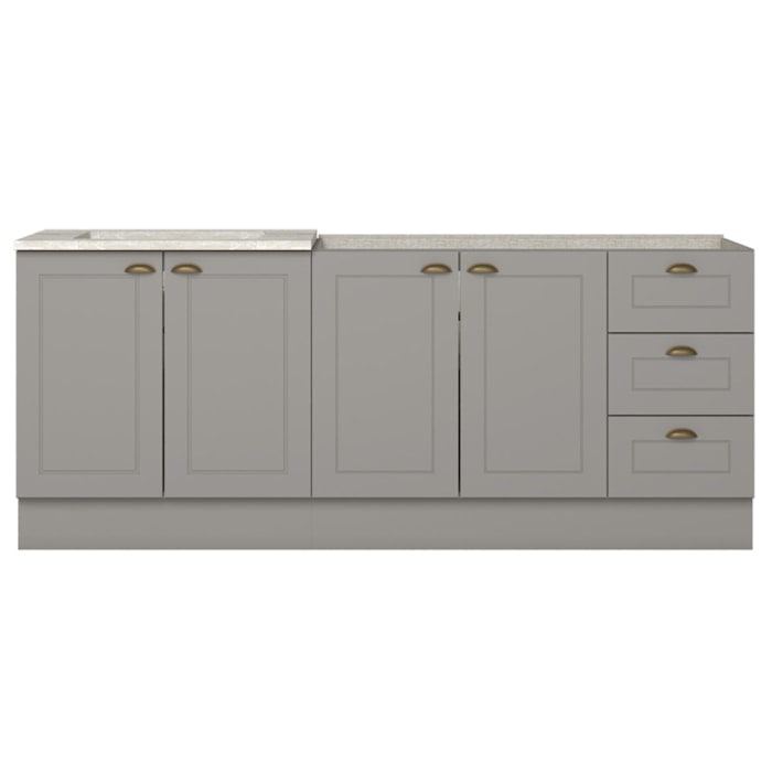 Balcao Pia 120 cm Balcao Cooktop 80 cm Americana Cinza Calcare Henn
