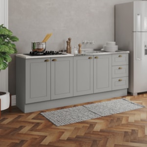 Balcao Pia 120 cm Balcao Cooktop 80 cm Americana Cinza Calcare Henn