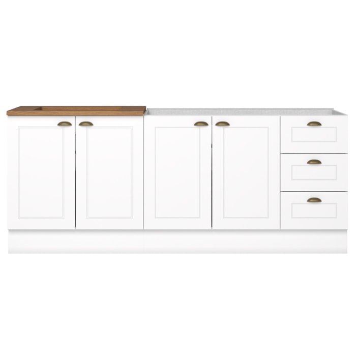 Balcao Pia 120cm Balcao Cooktop 80cm Americana Branco Nature Henn