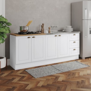 Balcao Pia 120cm Balcao Cooktop 80cm Americana Branco Nature Henn