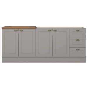 Balcao Pia 120cm Balcao Cooktop 80cm Americana Cinza Nature Henn