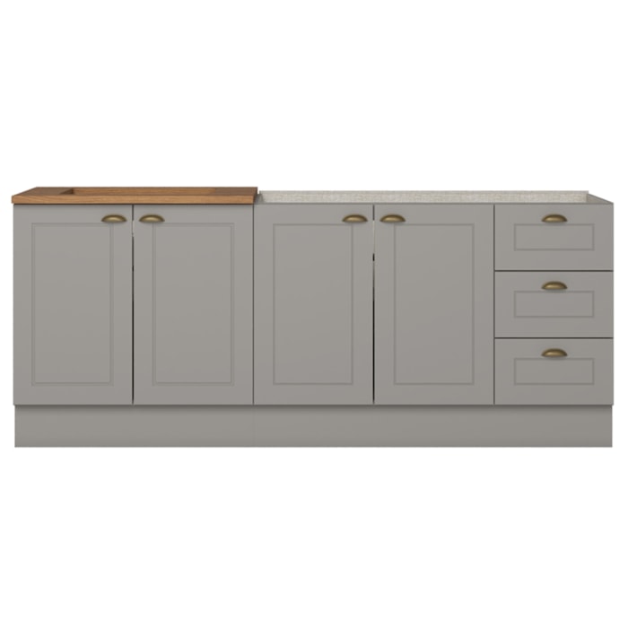 Balcao Pia 120cm Balcao Cooktop 80cm Americana Cinza Nature Henn