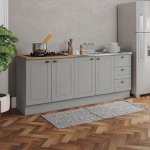 Balcao Pia 120cm Balcao Cooktop 80cm Americana Cinza Nature Henn