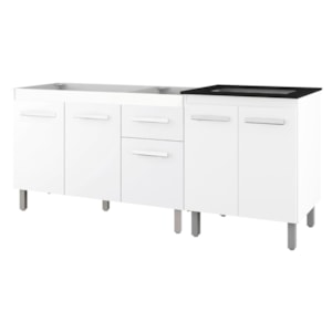 Balcao Pia 120cm e Cooktop 5 Bocas Branco Mobbs