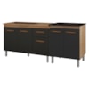 Balcao Pia 120cm e Cooktop 5 Bocas Savana Preto Mobbs