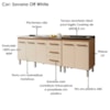 Balcao Pia 150cm e Cooktop 5 Bocas Savana Off White Mobbs