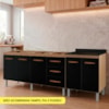 Balcao Pia 160cm e Cooktop 4 Bocas Savana Preto Mobbs