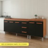 Balcao Pia 160cm e Multiuso 2 Portas 70cm Savana Preto Mobbs