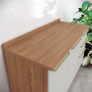 Balcao Pia Com Tampo 3 Portas 120 cm Requinte Nature Areia Henn