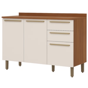 Balcao Pia Com Tampo 3 Portas 120 cm Requinte Nature Areia Henn