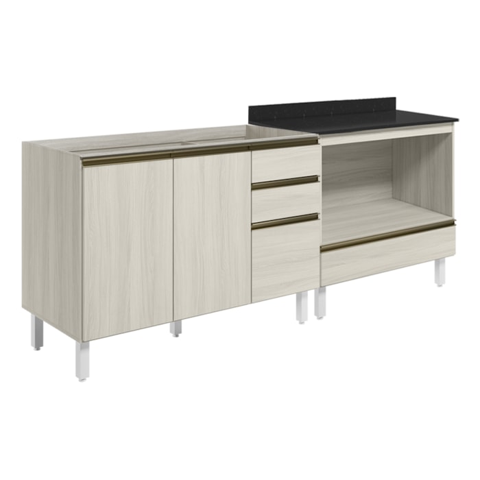 Balcao Pia e Balcao Forno MDF Kali Bianco Toq Bianco Toq Nicioli