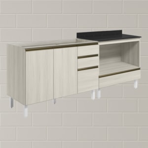 Balcao Pia e Balcao Forno MDF Kali Bianco Toq Bianco Toq Nicioli