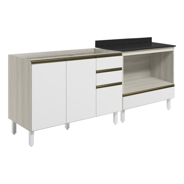 Balcao Pia e Balcao Forno MDF Kali Bianco Toq Branco Uv Nicioli