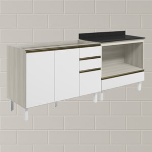 Balcao Pia e Balcao Forno MDF Kali Bianco Toq Branco Uv Nicioli