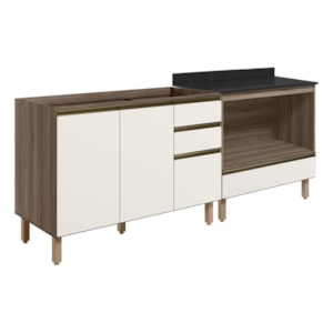 Balcao Pia e Balcao Forno MDF Kali Carvalho Toq Off White Cetim Nicioli Balcao Pia e Balcao Forno MDF Kali Carvalho Toq Off White Cetim Nicioli