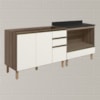 Balcao Pia e Balcao Forno MDF Kali Carvalho Toq Off White Cetim Nicioli