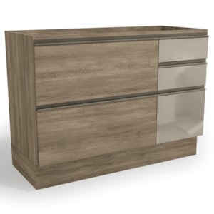 Balcao Pia Sem Tampo 1P Vidro 4G 120 cm Maxxi G747 Nogal Kappesberg Balcao Pia Sem Tampo 1P Vidro 4G 120 cm Maxxi G747 Nogal Kappesberg