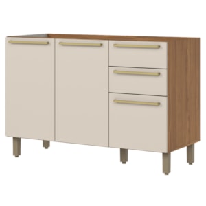 Balcao Pia Sem Tampo 3 Portas 120 cm Requinte C640 Nature Areia Henn