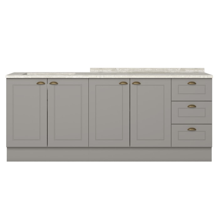 Balcao Tampo 120 cm Balcao Cooktop 80 cm Americana Cinza Calcare Henn