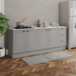 Balcao Tampo 120 cm Balcao Cooktop 80 cm Americana Cinza Calcare Henn