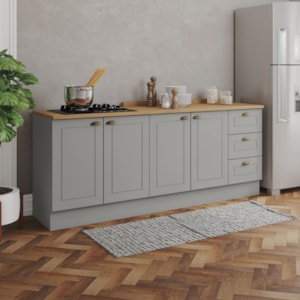Balcao Tampo 120cm Balcao Cooktop 80cm Americana Cinza Nature Henn