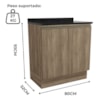 Balcao Tampo 2 Portas 80 cm Maxxi G744 Nogal Preto Kappesberg