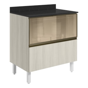 Balcao Tampo 2G Vidro 80cm MDF Kali 16415 Bianco Toq Bianco Toq Nicioli