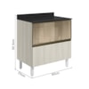 Balcao Tampo 2G Vidro 80cm MDF Kali 16415 Bianco Toq Bianco Toq Nicioli