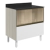 Balcao Tampo 2G Vidro 80cm MDF Kali 16415 Bianco Toq Branco Uv Nicioli