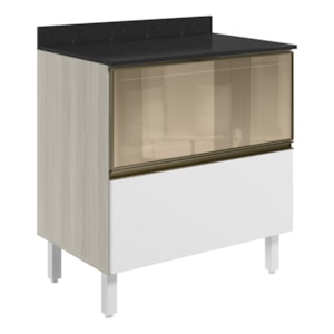 Balcao Tampo 2G Vidro 80cm MDF Kali 16415 Bianco Toq Branco Uv Nicioli