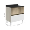 Balcao Tampo 2G Vidro 80cm MDF Kali 16415 Bianco Toq Branco Uv Nicioli